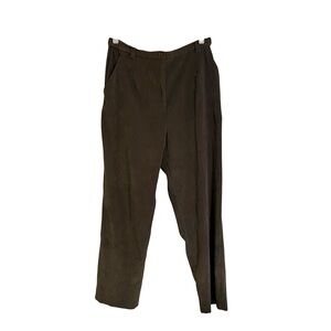 Coldwater Creek Vintage green brown Fall soft suede like trouser slacks pants 14